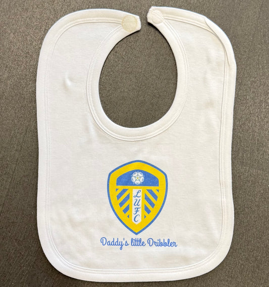 Leeds United Personalised Baby Bib! Family Name, Babies Name, Football Team
