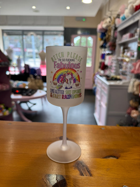 I’m so Fabulous, Unicorn, Wine Goblet Glass