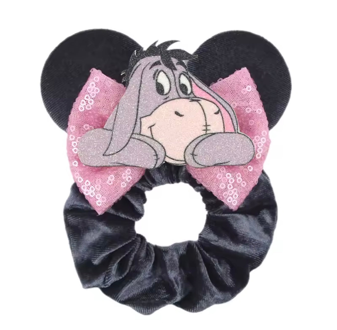 Mouse Ear Velvet Scrunchie, Eeyore, Winnie the Pooh, Fun