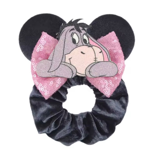 Mouse Ear Velvet Scrunchie, Eeyore, Winnie the Pooh, Fun