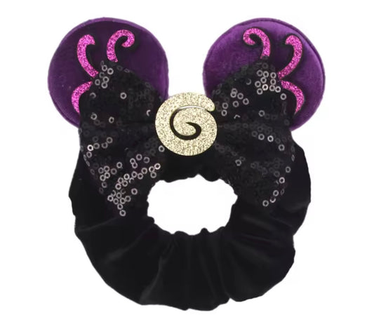Mouse Ear Velvet Scrunchie, Ursula, Ocean, Fun, Villain