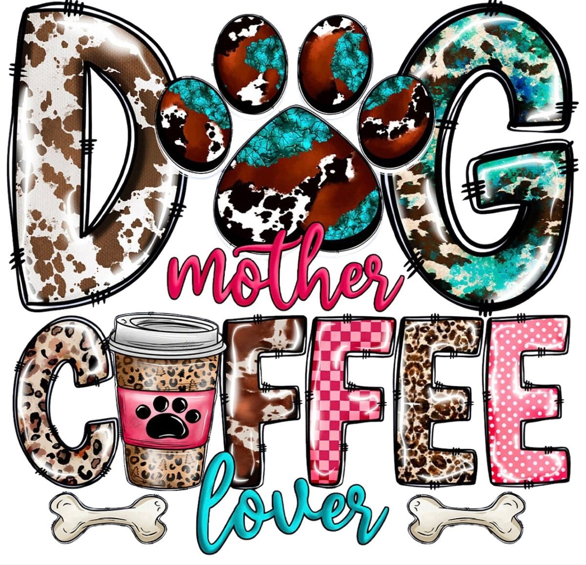 Dog Mother, Coffee Lover, Ceramic Mug, Coaster, Cushion, Water Bottle, Keyring, Travel Mug