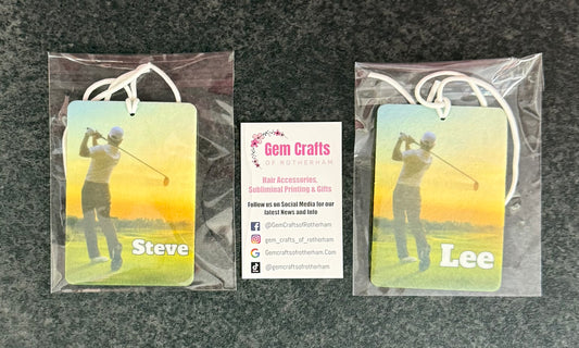 Golfing, Hanging Air Freshener, Car Air Freshener, Personalised