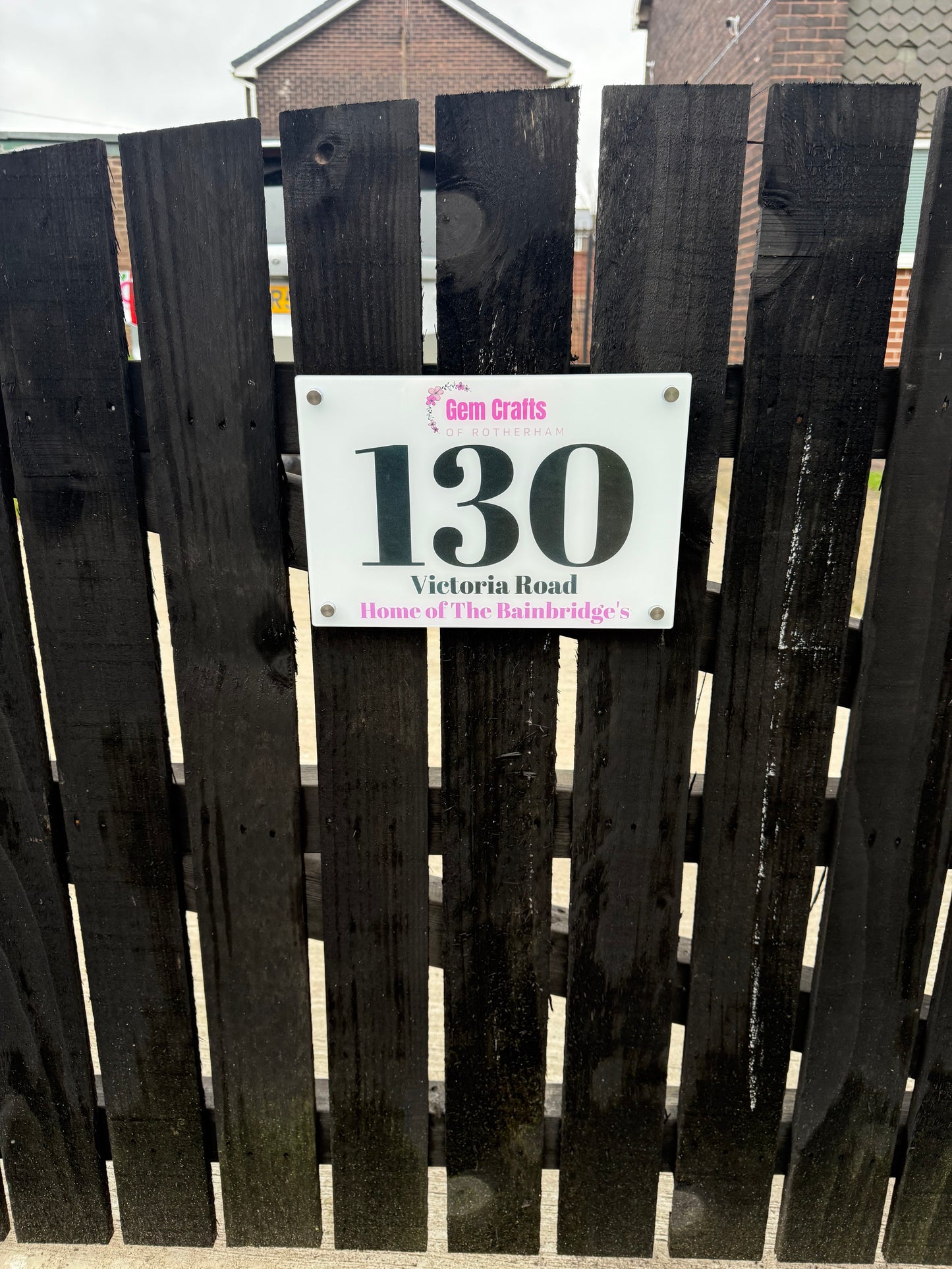 Personalised House Sign, House Number Glass Business Plaque, Door Sign, Door Number, Door Plate with Standoff Fixtures