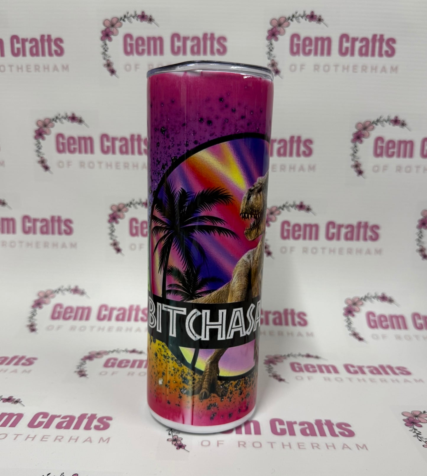 REDUCED Tumbler, Dinosaur, Bitchasaurus, Slight Marked