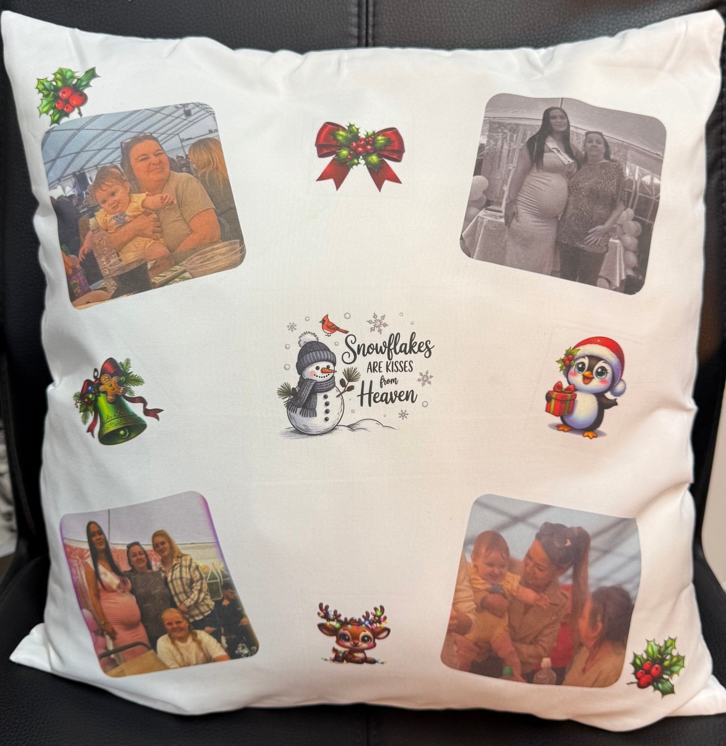 Photo Personalised Message Cushion, 4 Photos, Birthday, Gift, Memorial