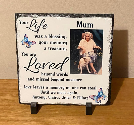 Personalised Photo Slate, Memorial, Mum, add your photo