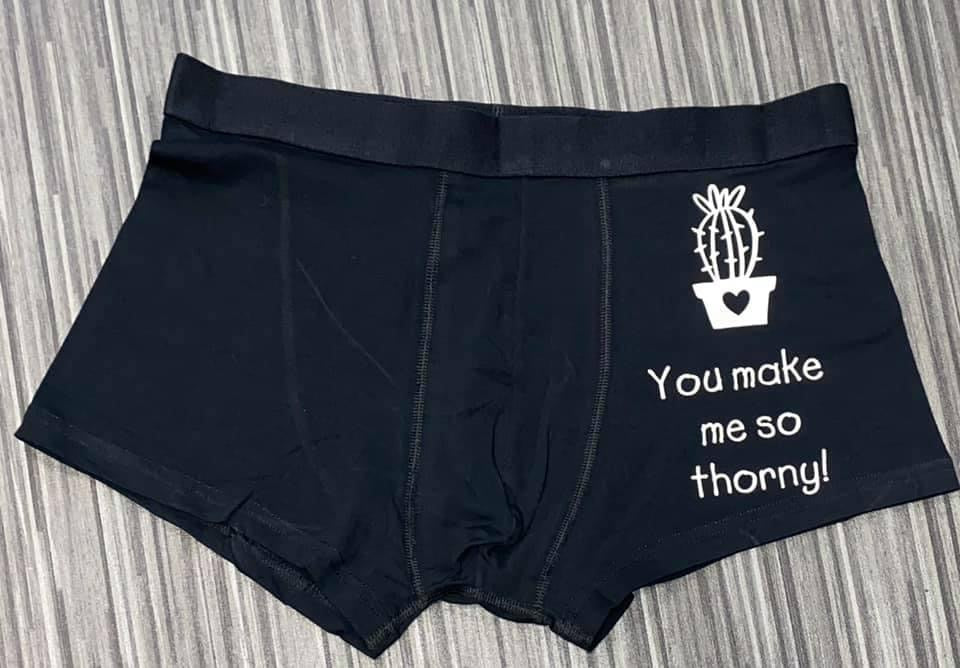 Boxer Shorts, You Make Me So Thorny, Personalised Novelty Adult Shorts, Valentines, Gifts