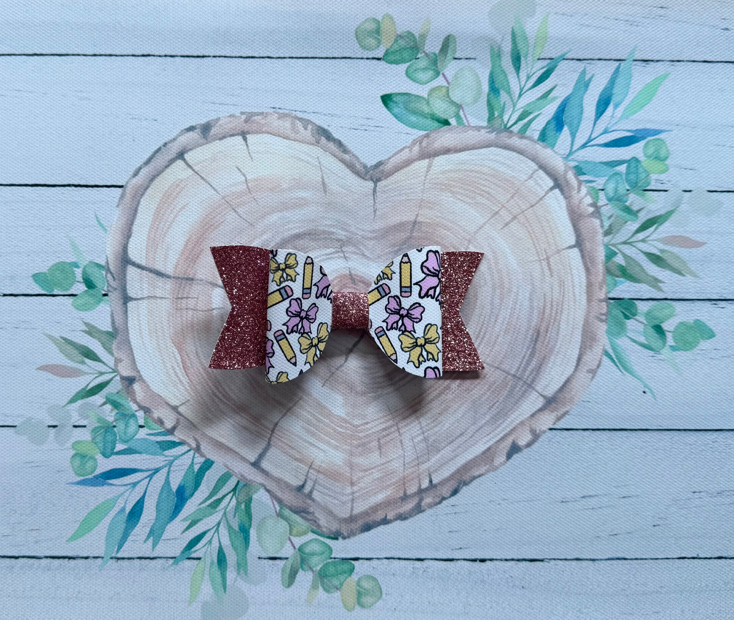 Handmade School Hairbow, Pencil, Hair, Bow, Clip