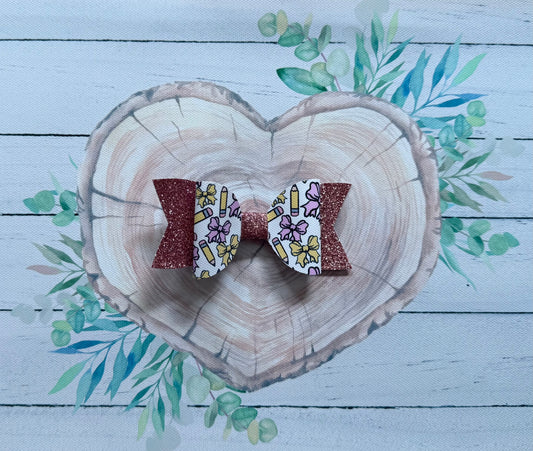 Handmade School Hairbow, Pencil, Hair, Bow, Clip