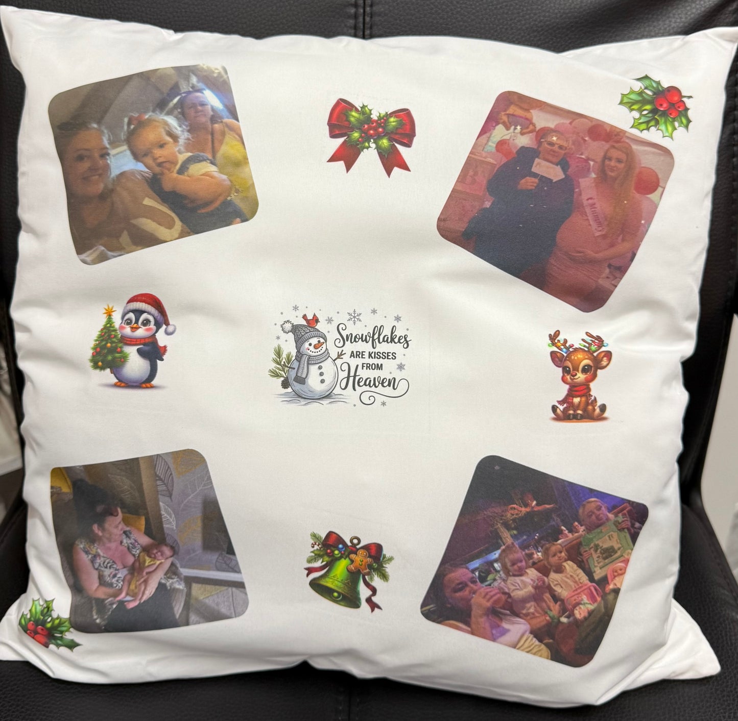 Photo Personalised Message Cushion, 4 Photos, Birthday, Gift, Memorial