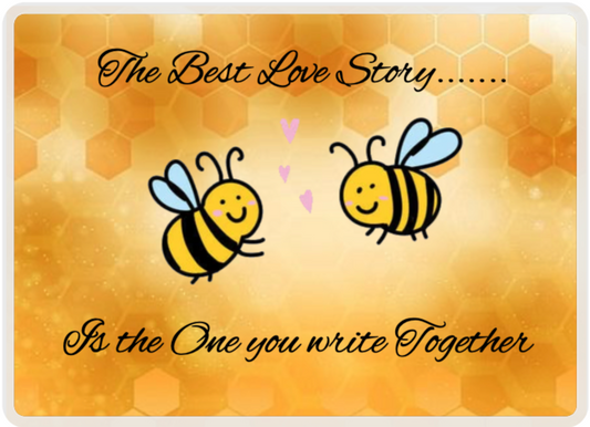 Glass Chopping Board, Bee, Love Story, Wedding Gift, Anniversary, Worktop Saver