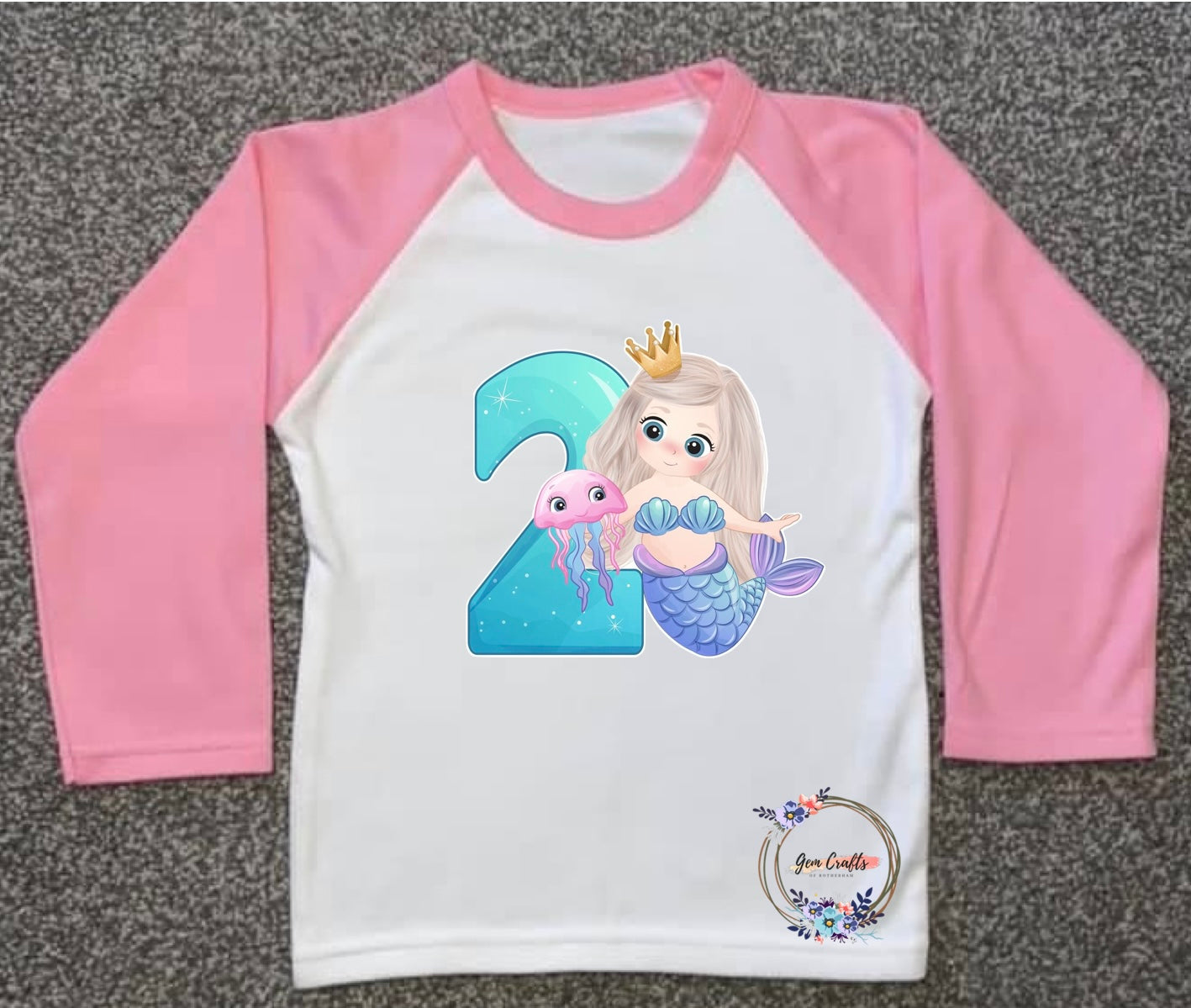 Kids Personalised Mermaid PJs - Plain Pink - Birthday, Ages 6 Months - 10 Years