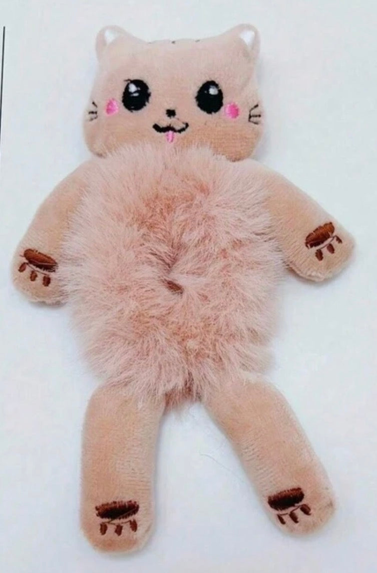 Pink Cat Scrunchie, Fluffy, Animal, Pink, Kids