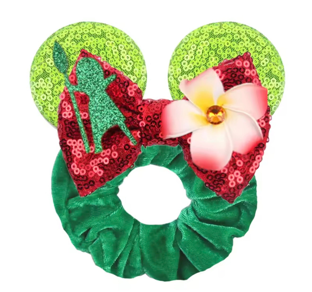 Mouse Ear Velvet Scrunchie, Moana, Ocean, Princess, Fun