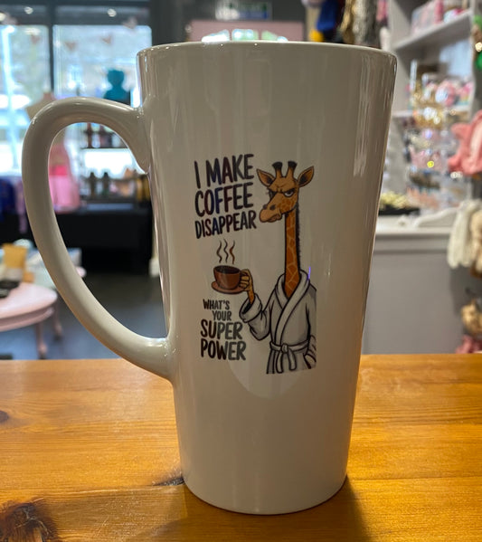 I Make Coffee Disappear,  Giraffe, Latte, 17oz, Large, Ceramic Mug, Personalised