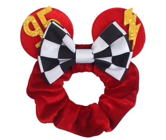 Mouse Ear Velvet Scrunchie, Red, Lightening McQueen, 95