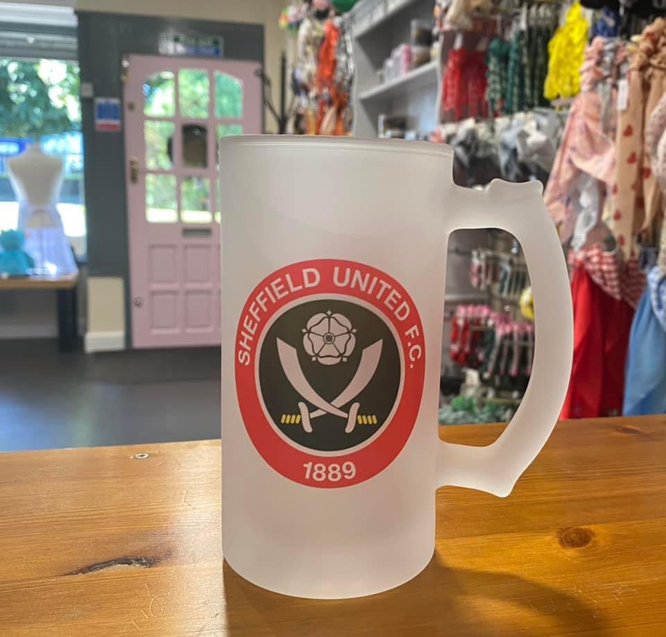 Frosted Glass Stein, 16oz Glass, 450ml, Cold Use, Perfect Gift, Sheffield United