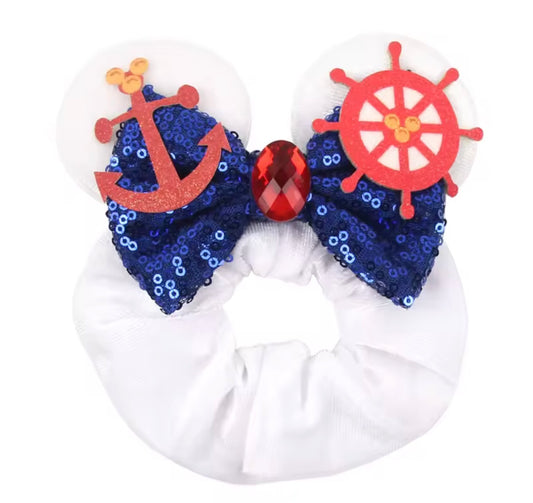 Mouse Ear Velvet Scrunchie, Cruise, Ocean, Fun