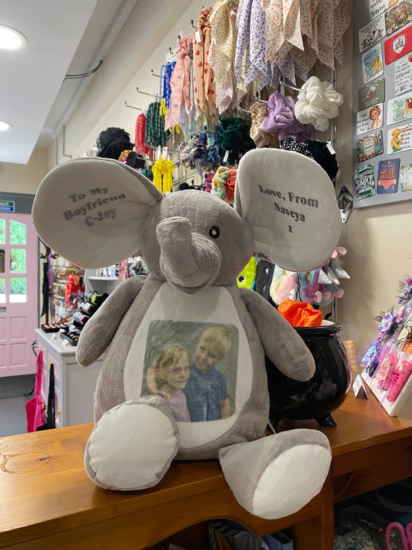 Grey Elephant, Mumbles Bear, Personalised Soft Toy