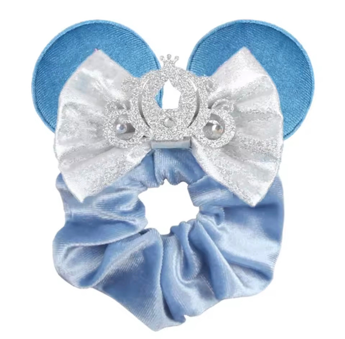 Mouse Ear Velvet Scrunchie, Cinderella, Blue, Princess, Fun