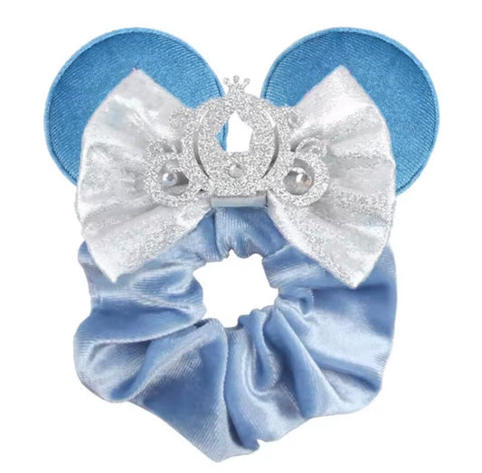 Mouse Ear Velvet Scrunchie, Cinderella, Blue, Princess, Fun