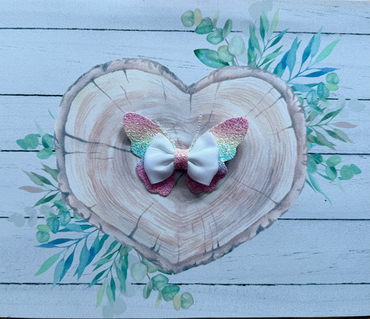 Handmade Rainbow Butterfly Hairbow, Hair, Bow, Clip