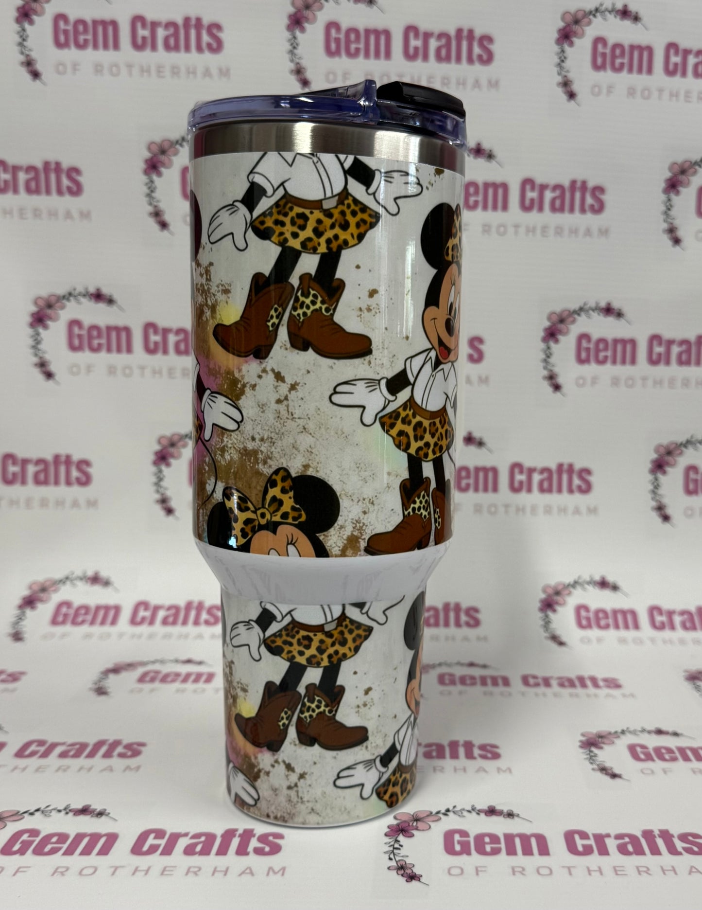 Leopard Print Minnie, 40oz Tumbler, 1.1 Litre, Insulated, Stainless Steel, Hot & Cold use, Personalised