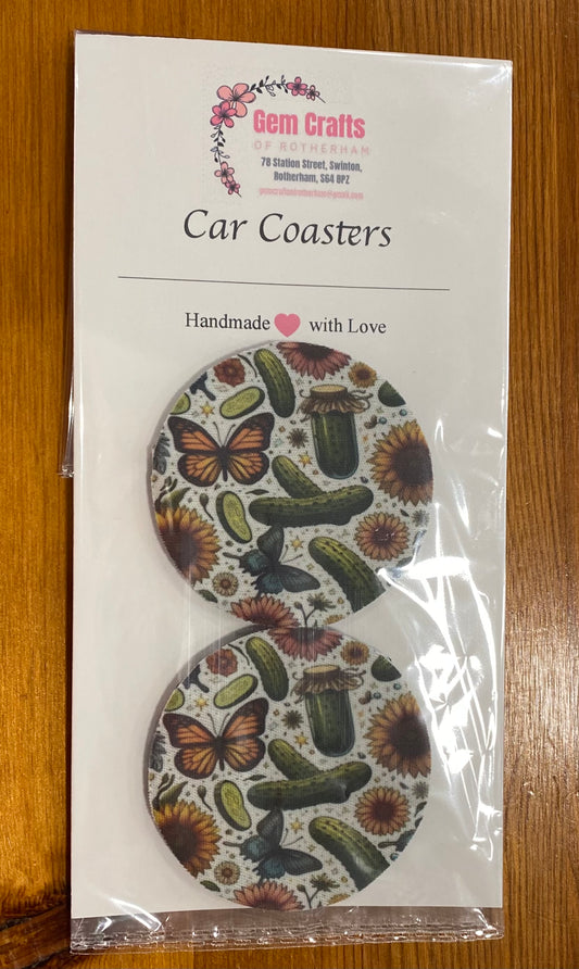 Pickles Car Coasters, Funny Car Decoration, Set of 2