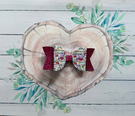 Handmade Peppa Pig Hairbow, George, Hair, Bow, Clip