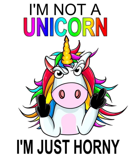 I’m Not a Unicorn, I’m Just Horny, Coaster, Cushion, Water Bottle, Keyring, Travel Mug,