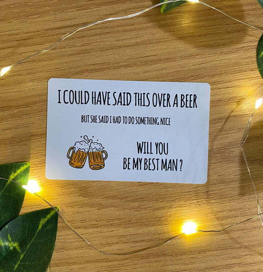 Will you be my Best Man, Grooms Man, Usher, Wallet Card, Personalised, Wedding