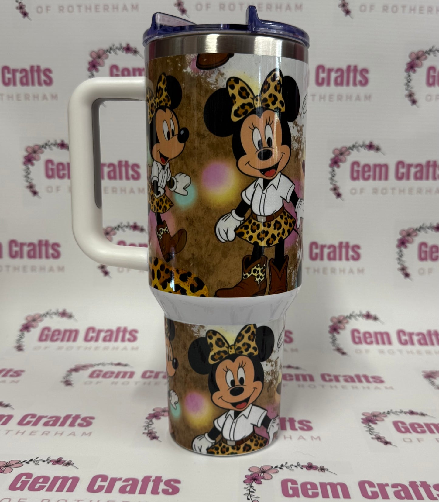 Leopard Print Minnie, 40oz Tumbler, 1.1 Litre, Insulated, Stainless Steel, Hot & Cold use, Personalised