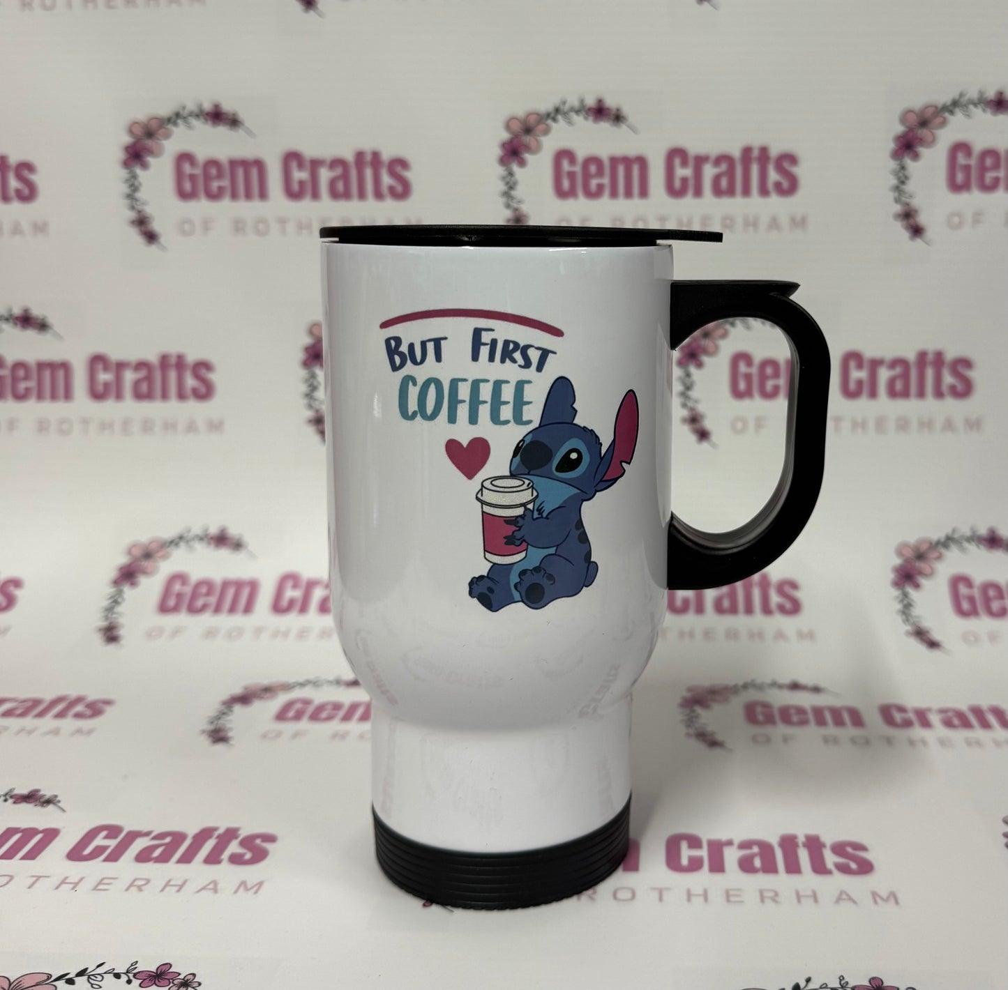 But First Coffee, Stitch, Thermos, Travel Mug