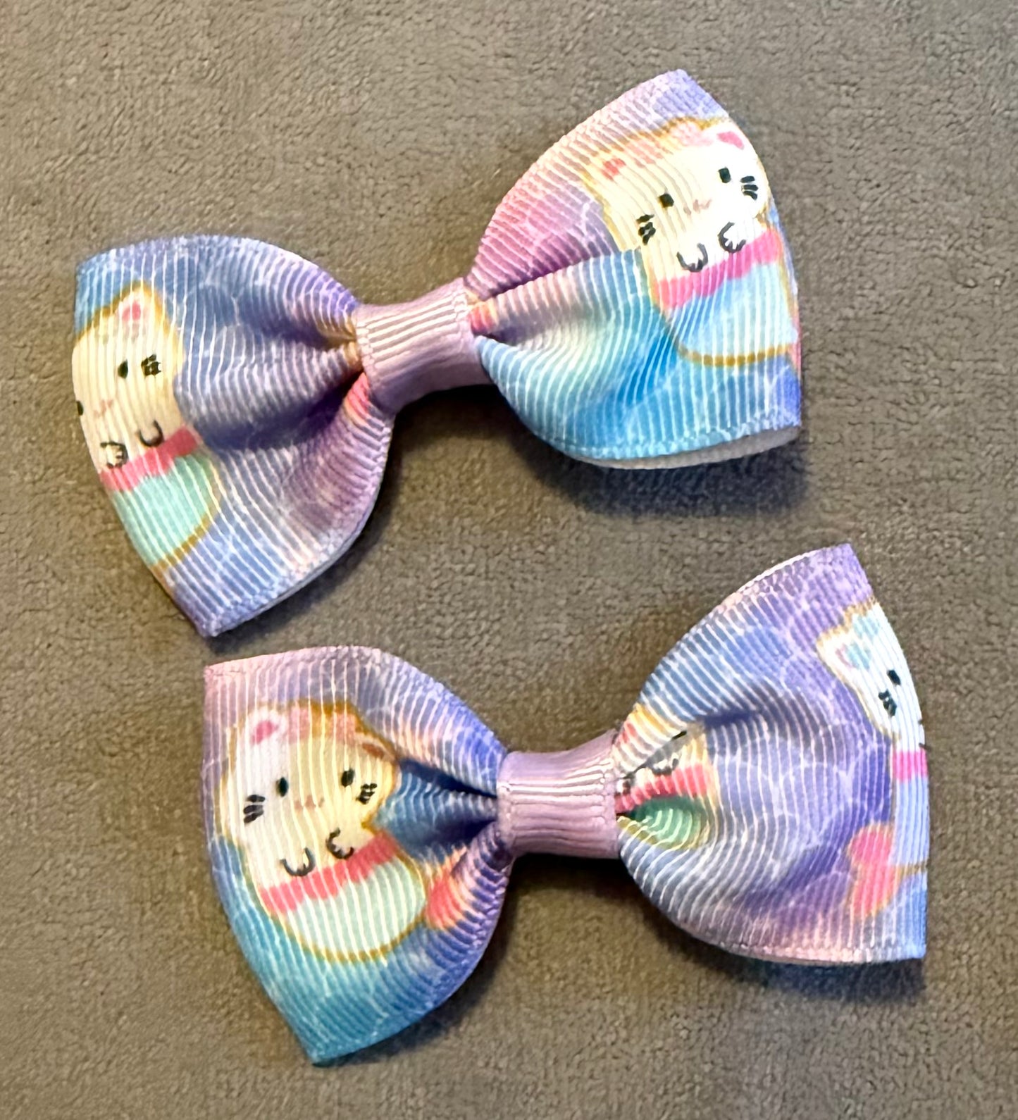 Mermaid Cats Bows, Ribbon Hairbows, Hair, Bow, School, Hair Clip