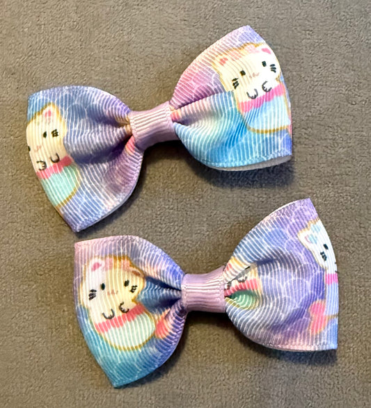 Mermaid Cats Bows, Ribbon Hairbows, Hair, Bow, School, Hair Clip