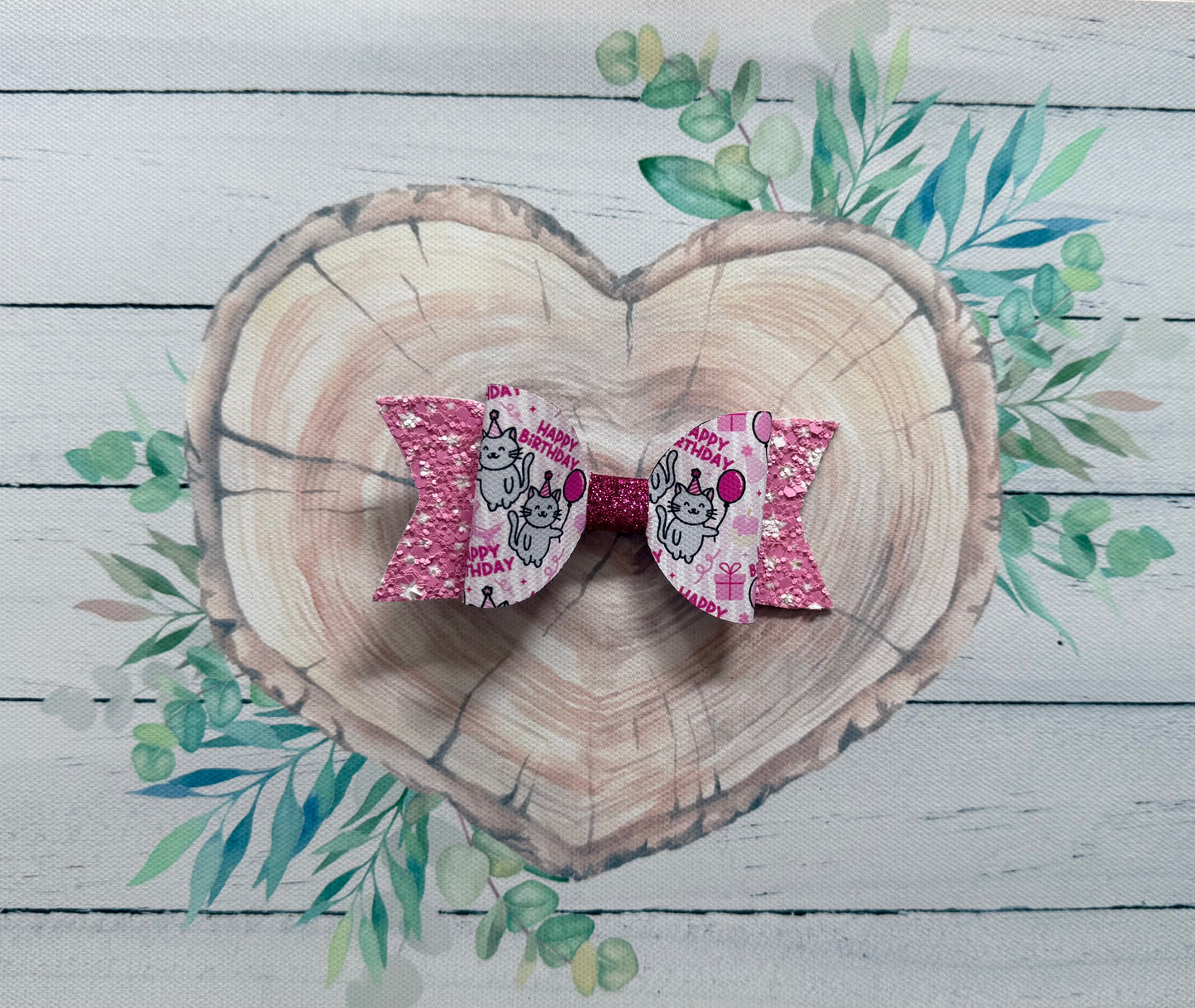 Handmade Pink Birthday Hairbow, Hair, Bow, Clip