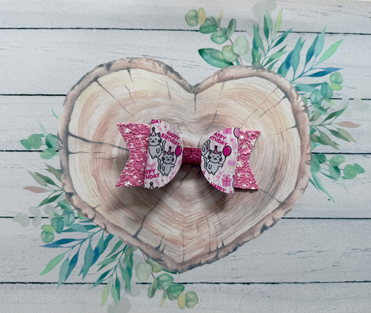 Handmade Pink Birthday Hairbow, Hair, Bow, Clip