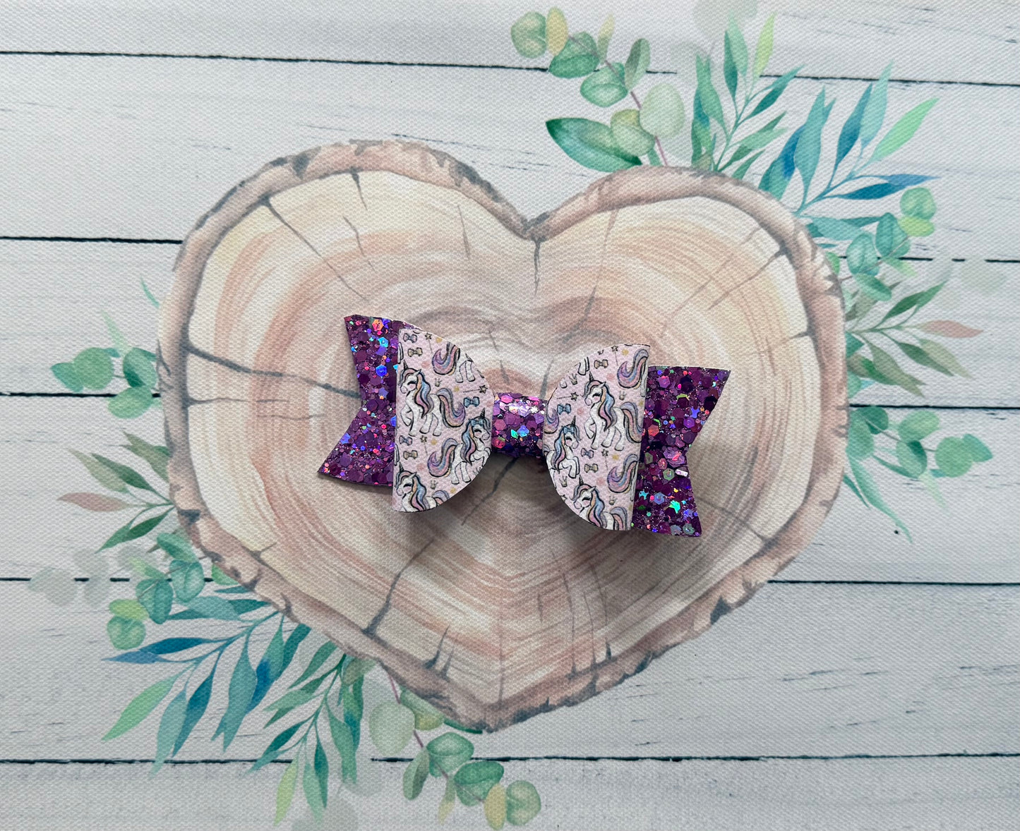 Handmade Purple Unicorn Hairbow, Hair, Bow, Clip