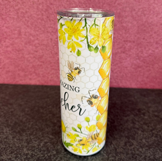 Teacher, Bee, 20oz Tumbler, Insulated, Stainless Steel, Hot & Cold use, Personalised