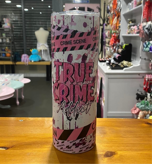 True Crime Addict, 20oz Tumbler, Insulated, Stainless Steel, Hot & Cold use