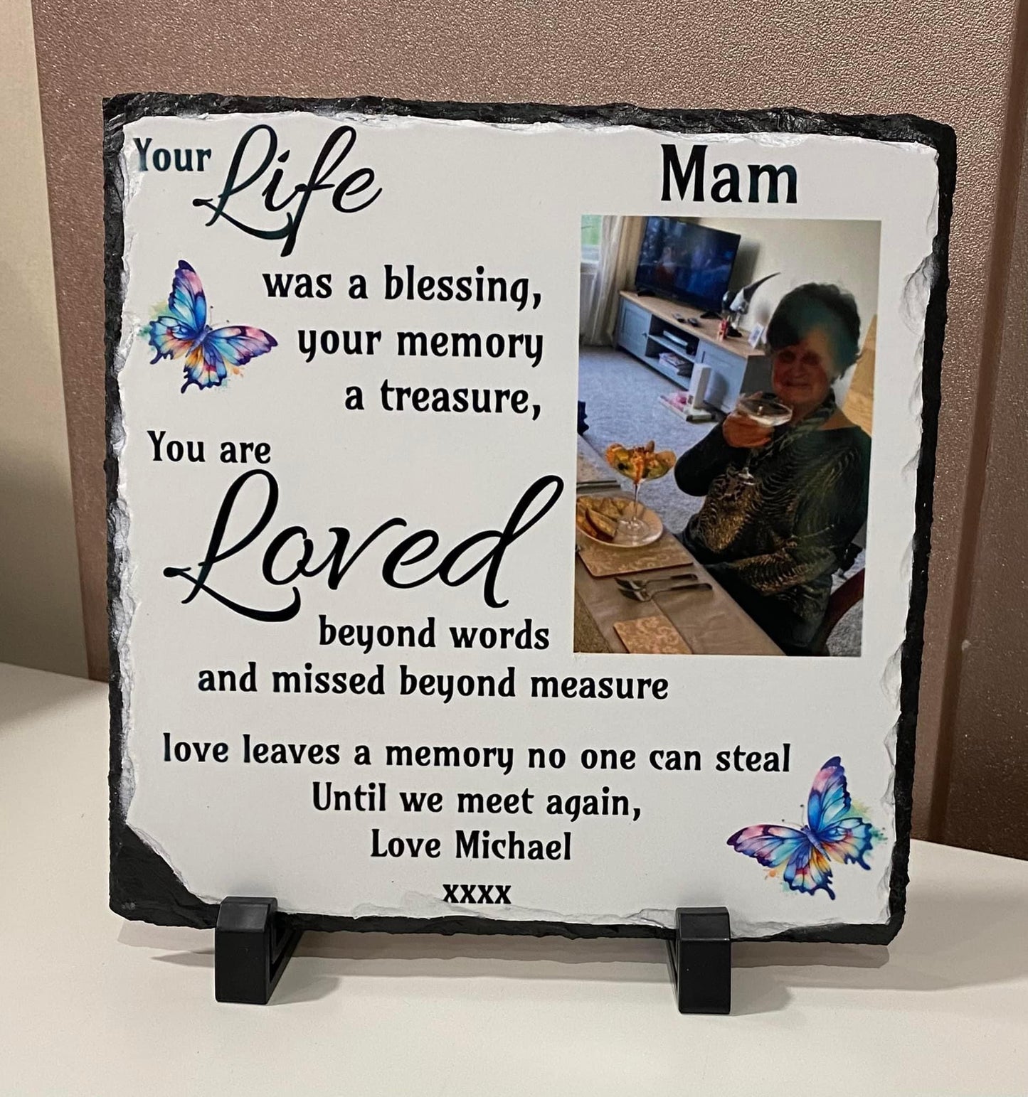 Personalised Photo Slate, Memorial, Mam, add your photo