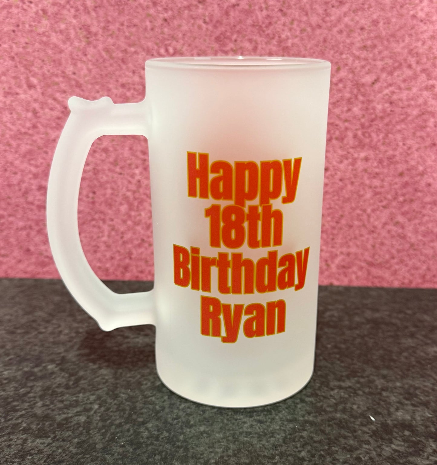 Birthday Frosted Glass Stein, 16oz Glass, 450ml, Cold Use, Perfect Gift, Personalised