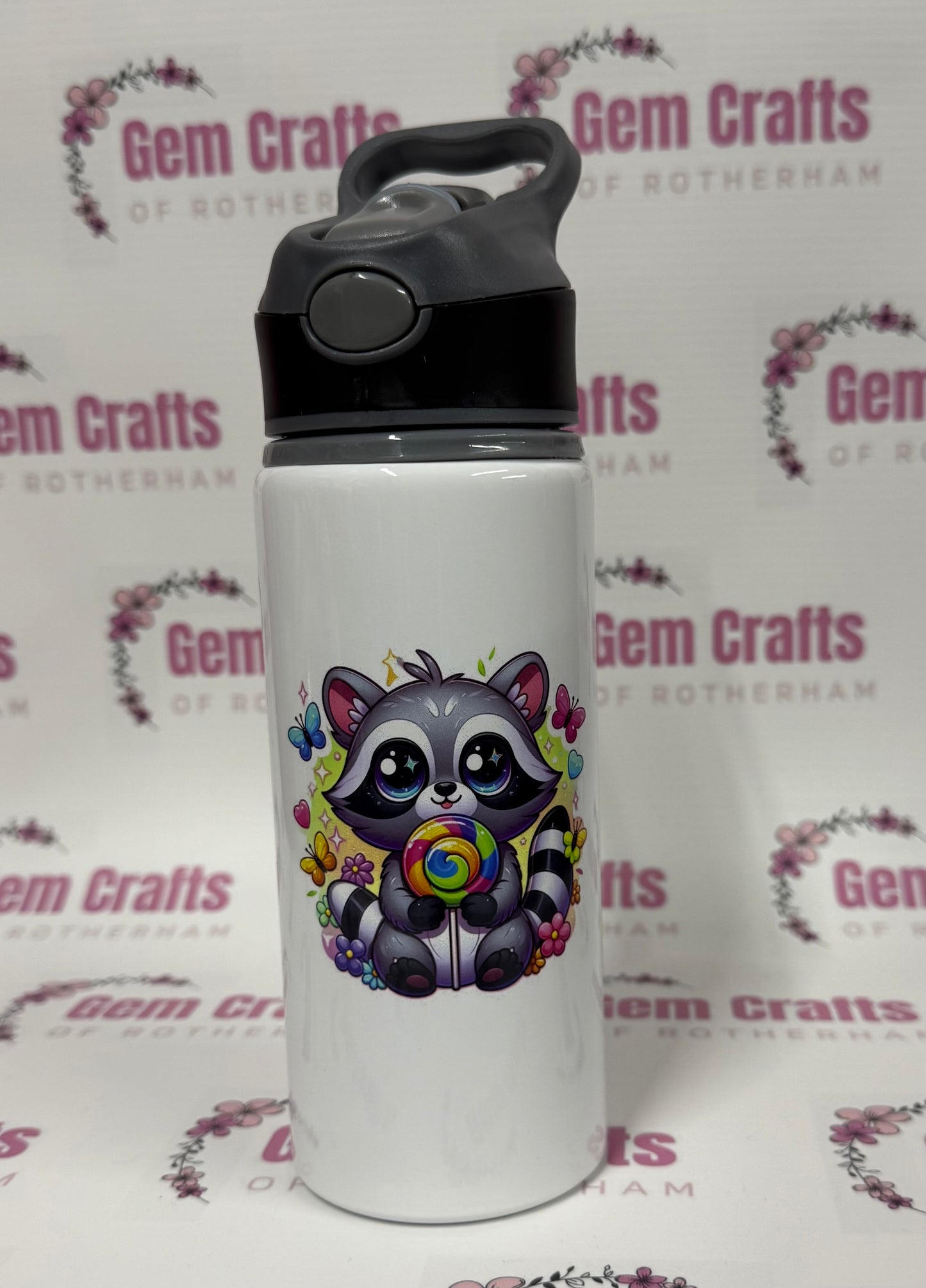 Racoon, Straw Lid, Flip Top, Water Bottle