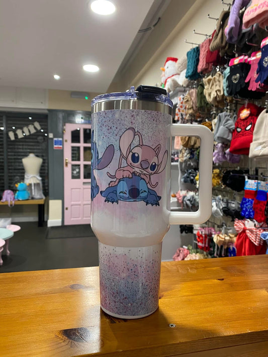 Stitch & Angel, 40oz Tumbler, 1.1 Litre, Insulated, Stainless Steel, Hot & Cold use, Personalised