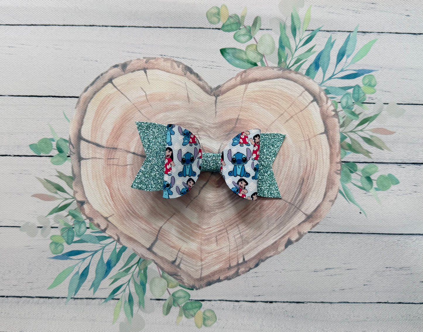 Handmade Lilo & Stitch Hairbow, Hair, Bow, Clip