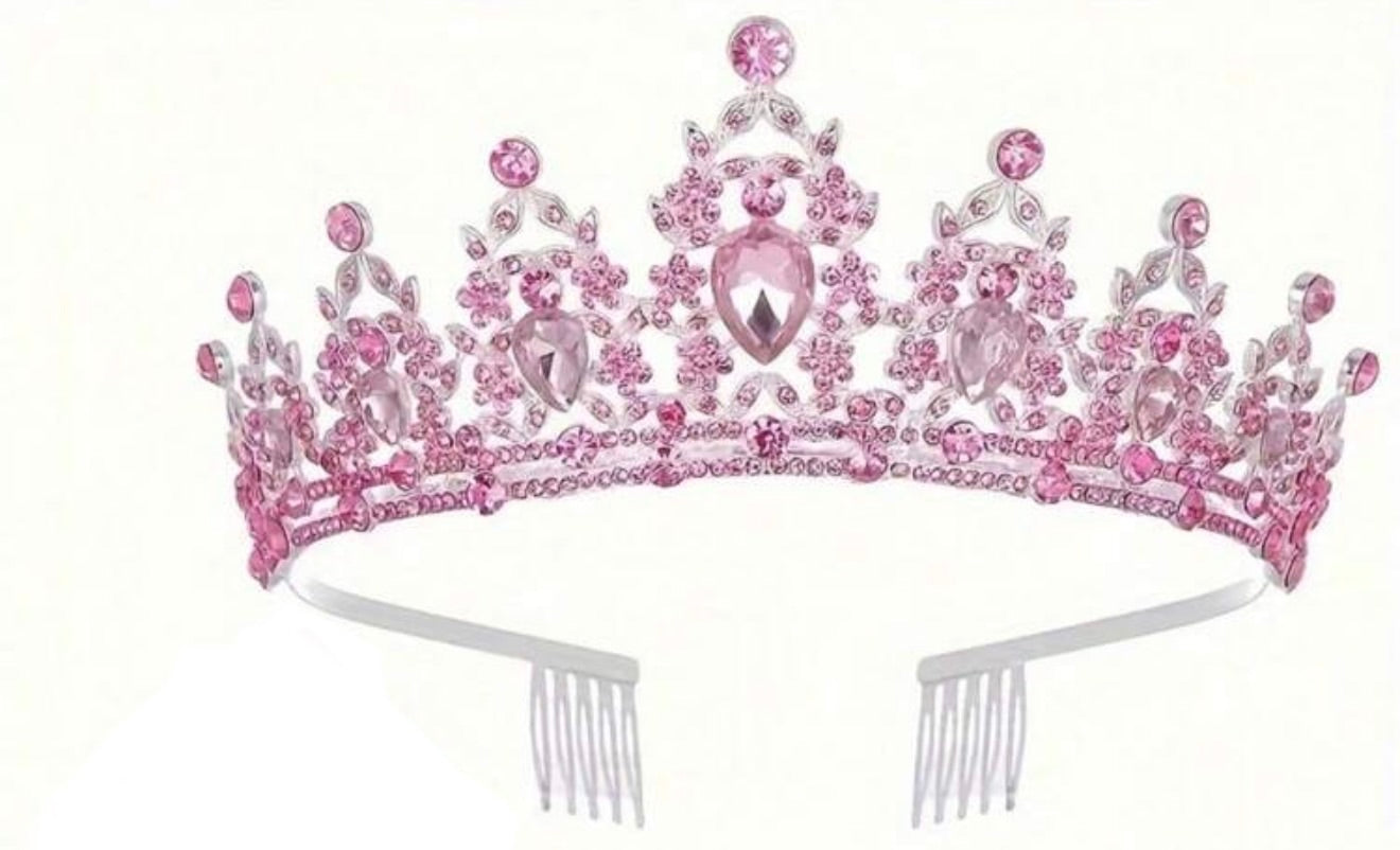 Diamanté Tiara, Pink Colour, Heavy, Metal, Wedding, Birthday, Prom