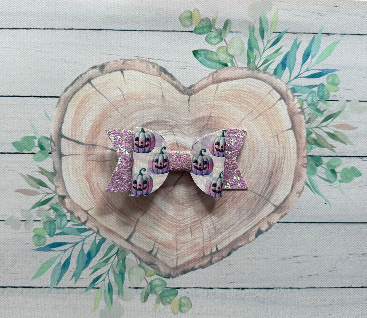 Handmade Halloween Hairbow, Pink Pumpkins, Hair, Bow, Clip