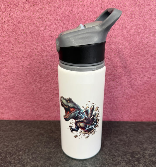 Dinosaur, Straw Lid, Flip Top, Water Bottle, Personalised