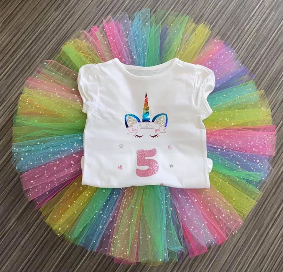Custom Made Tutu & T-Shirt, Ages 1 - 10 Years, Lots of Designs and Colours
